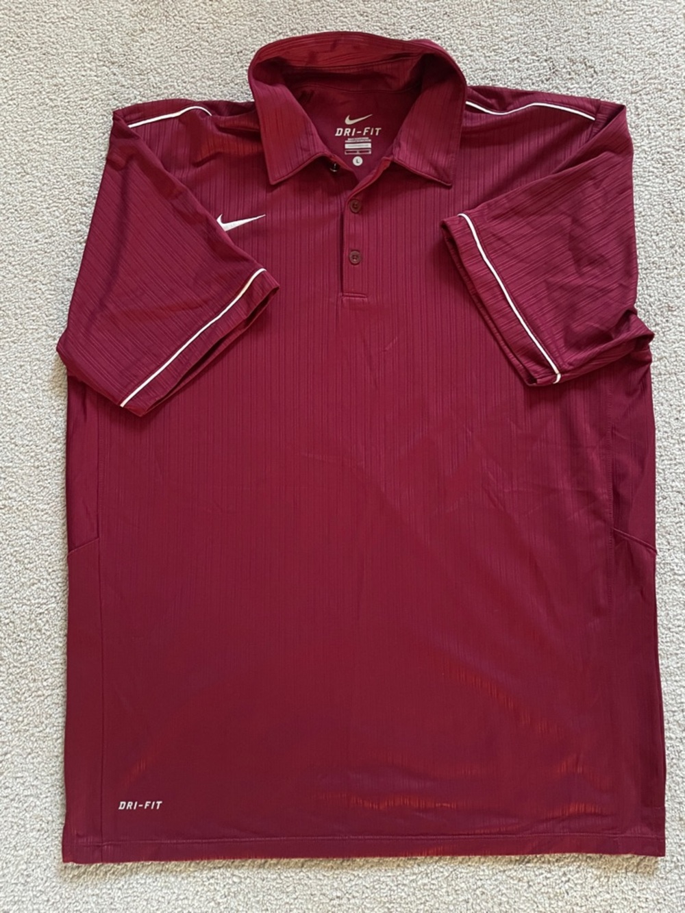 Nike Dri‑Fit Performance Polo Men’s Large Maroon Tonal Stripe Large